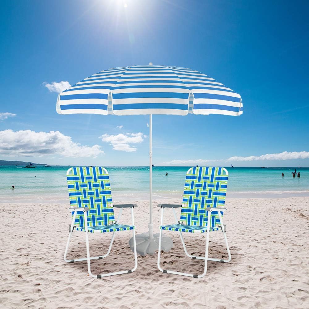 VINGLI Patio Lawn Webbed Folding Chairs Set of 2, Outdoor Beach Portable Lawn Chair Camping Chair Beach Chair wourant
