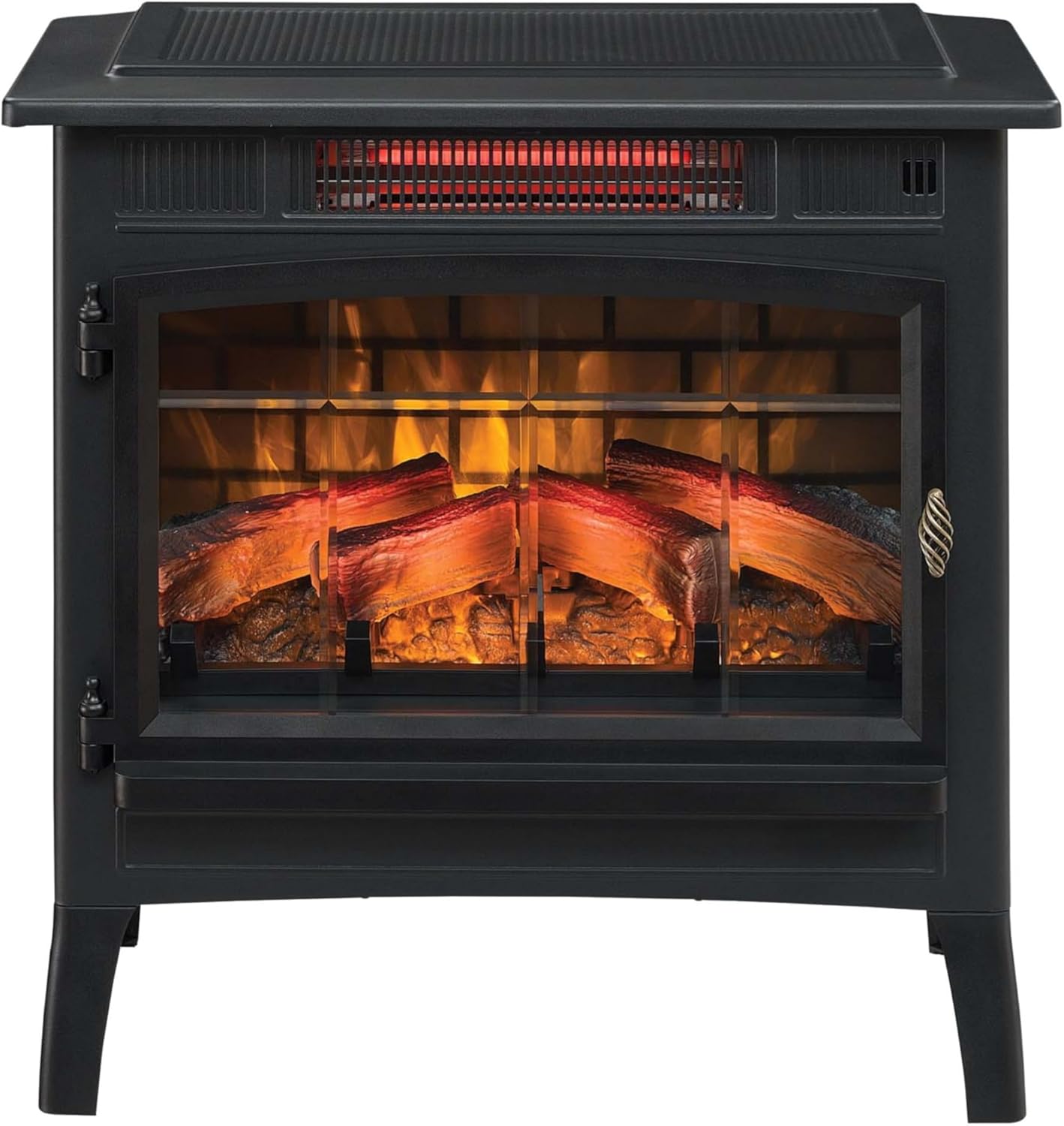 Freestanding Electric Fireplace Stove Heater with 3D Flame Effect for 1,000 Sq. Ft wourant