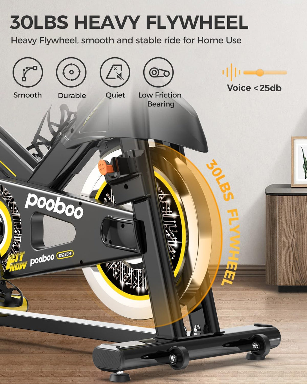 pooboo Exercise Bike, Adjustable Magnetic/Brake Pad Resistance Silent Belt Drive, Indoor Cycling Bike for Home Cardio, Fitness Stationary Bike with 350lbs/300lbs Weight Capacity &Upgraded Version Seat wourant