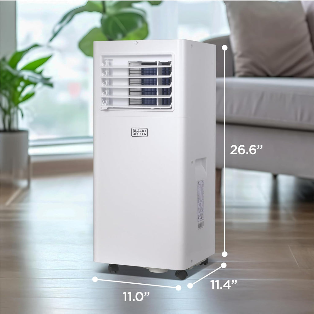 BLACK+DECKER Portable Air Conditioner, 8,500 BTU (5,100 BTU SACC) for Rooms Up To 350 Sq. Ft., Portable AC with Full Function Remote Control & Window Kit, BPACT05SM, White woonhhop