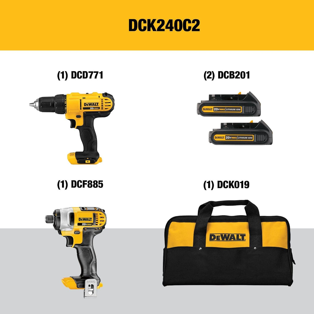 20V MAX Cordless Drill and Impact Driver, Power Tool Combo Kit with 2 Batteries and Charger wourant