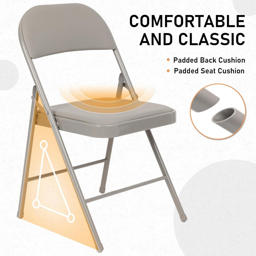 6 Pack Black Folding Chairs with Leather Chairs for Indoor and Outdoor Events Office Wedding Party Upholstered Chairs wourant