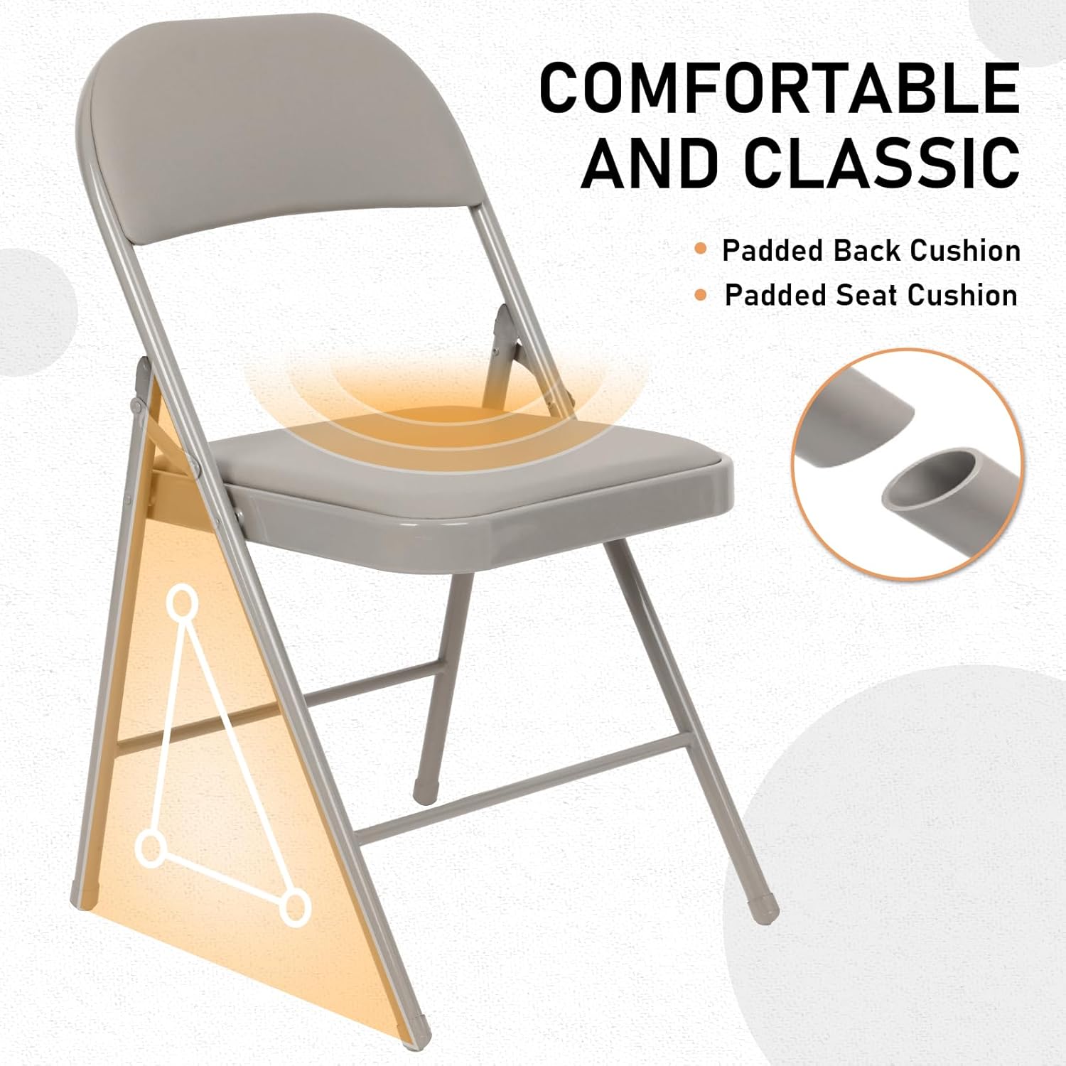 6 Pack Black Folding Chairs with Leather Chairs for Indoor and Outdoor Events Office Wedding Party Upholstered Chairs wourant