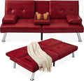 Best Choice Products Faux Leather Upholstered Modern Convertible Futon Adjustable Folding wourant