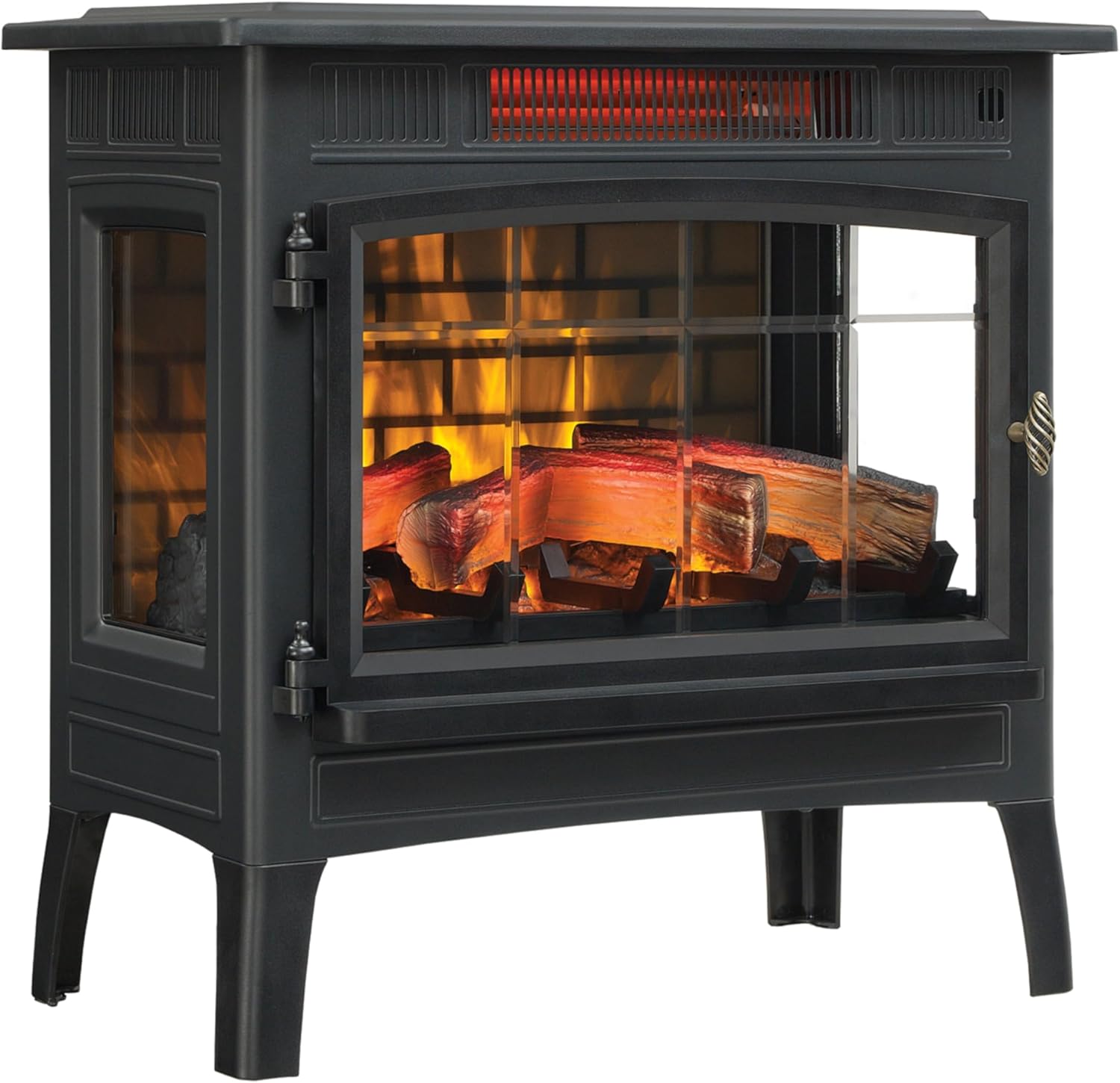 Freestanding Electric Fireplace Stove Heater with 3D Flame Effect for 1,000 Sq. Ft wourant