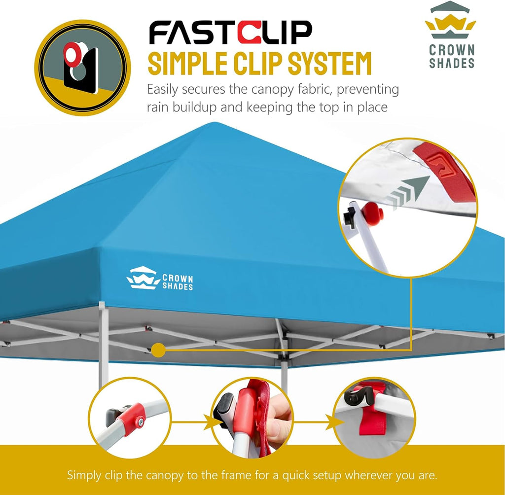 10x10 Pop-Up Awning - One-Click Installation Beach Tent - Outdoor Sunshade Silver Coated Top, 3 Heights and 4 Sand Pockets wourant