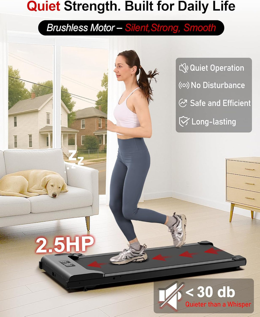 Lichico Walking Pad Under Desk Treadmill, Ultra-Quiet Brushless Electric Walking and Jogging Treadmill with Remote Control wourant