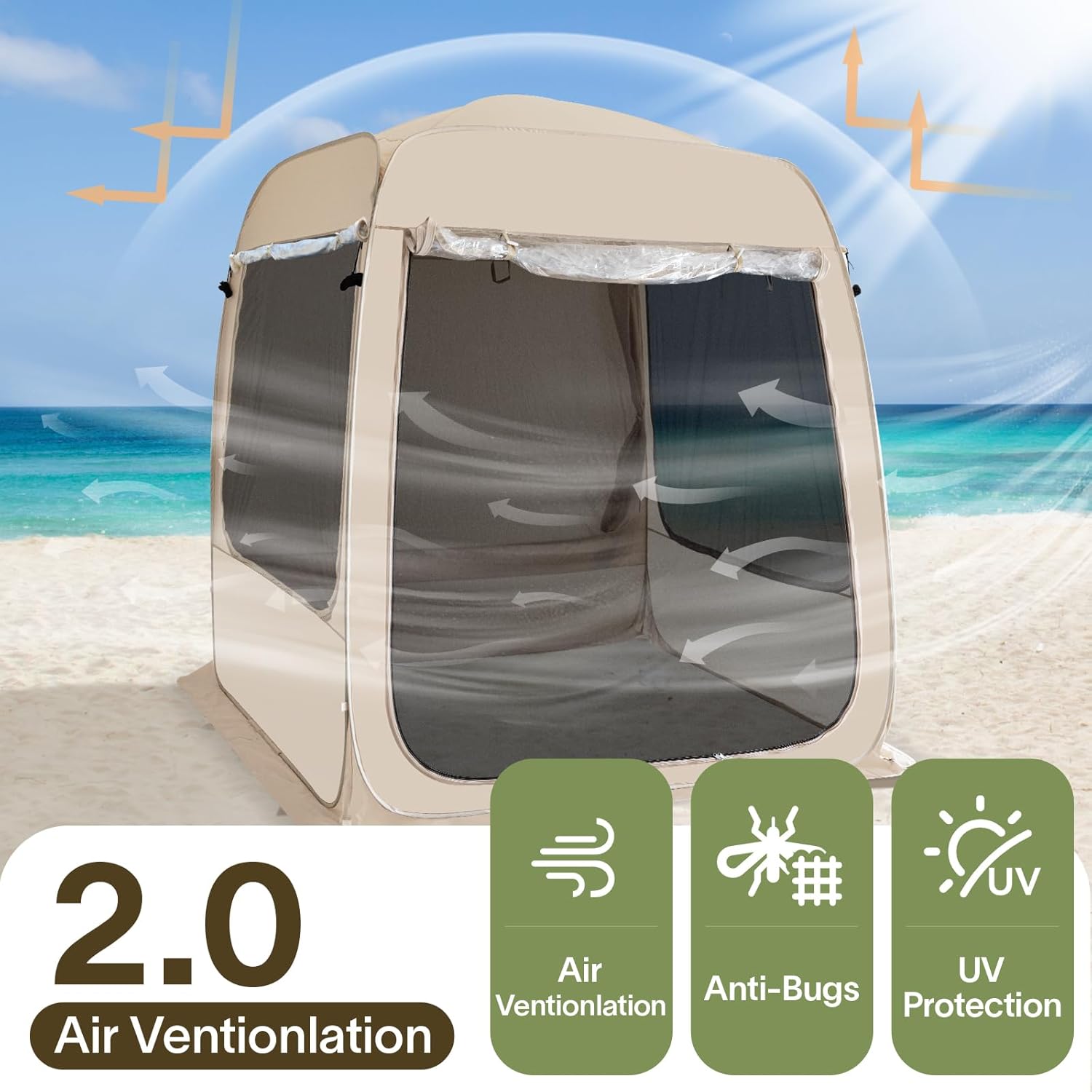 Alvantor Screen House Gazebo, 6-10-15 Person Pop Up Igloo Screened Canopy Tent with Mosquito Netting Sides, Instant UV Resistant Sun Shelter for Garden, Patio, Backyard wourant