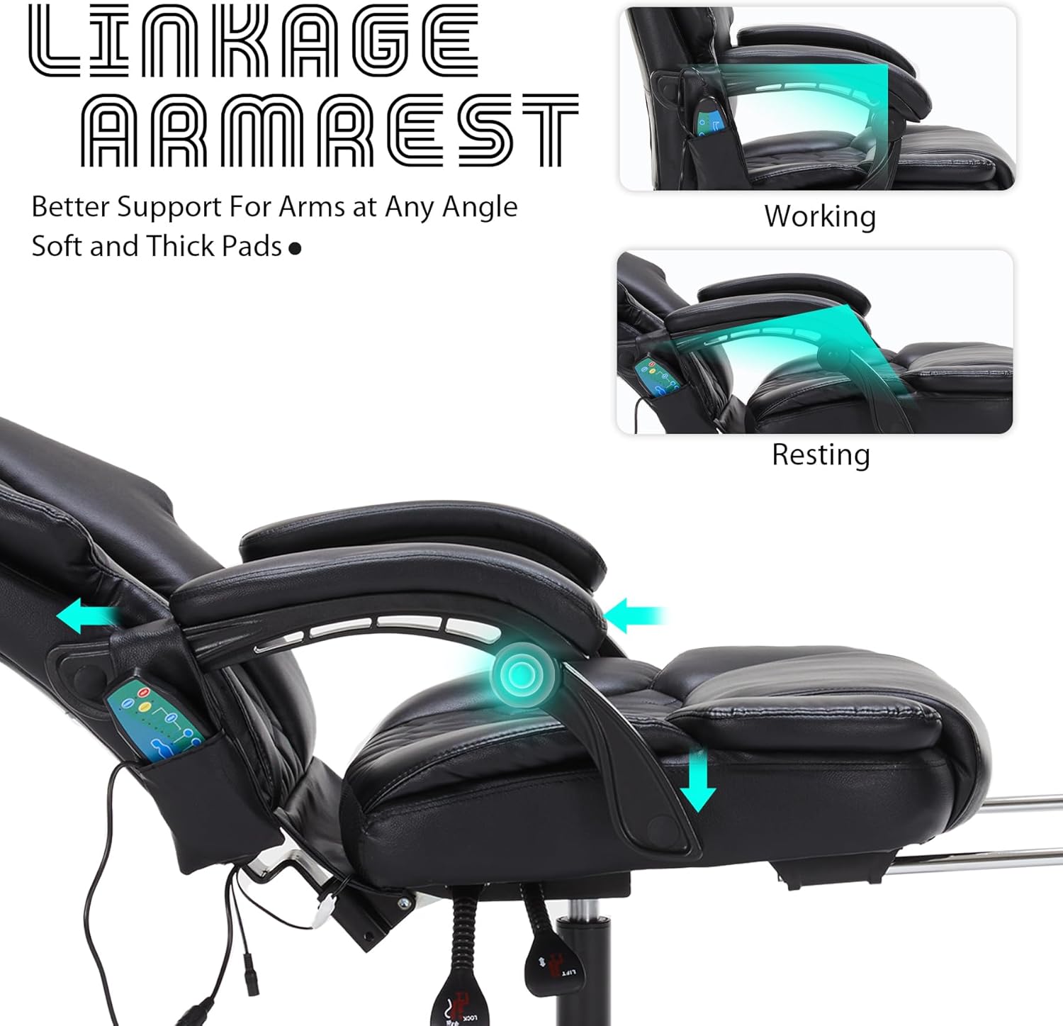 Massage Office Chair with Footrest 6 Point Vibration and Heating Home Executive Office Desk Chair wourant