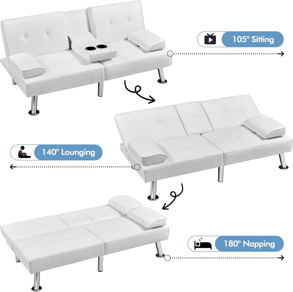Convertible Sofa Bed Modern Imitation Leather Home Recliner Flip Double Sofa Folding Sofa Bed Guest Bed wourant