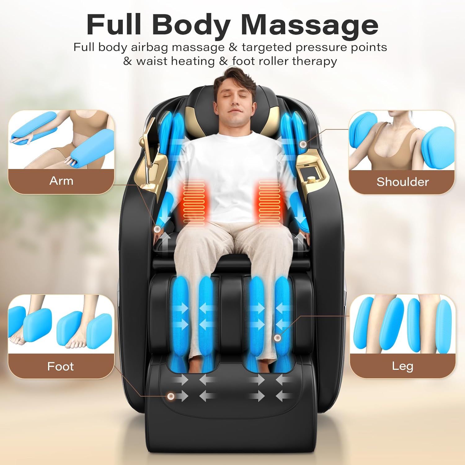 Full Body Massage Chair, 160° Zero Gravity Recliner with Body Scan, 50" SL Track Shiatsu Massage Chair, Spot Massage, Foot Roller wourant