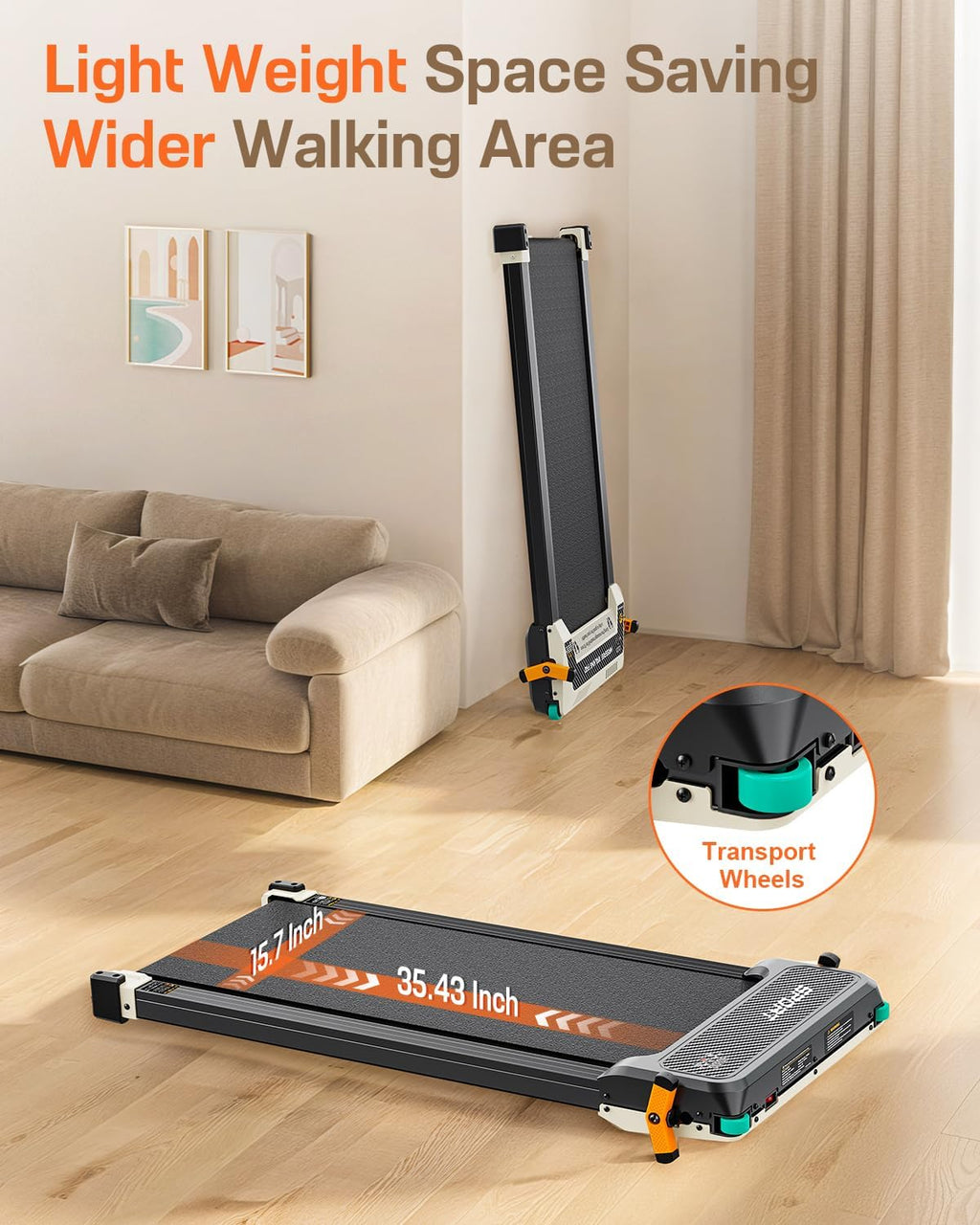 Akluer Inclined Home Treadmill 2.5 HP Small Under-Desk Treadmill with Remote Control and LED Display wourant