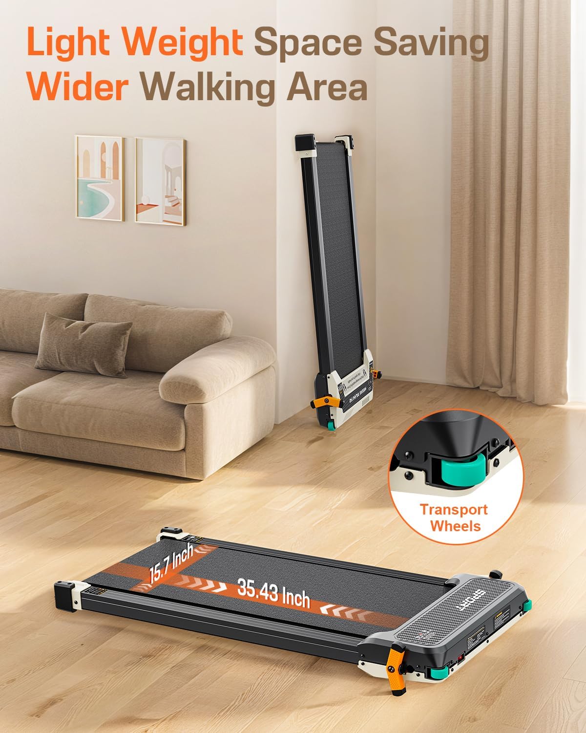 Akluer Inclined Home Treadmill 2.5 HP Small Under-Desk Treadmill with Remote Control and LED Display wourant