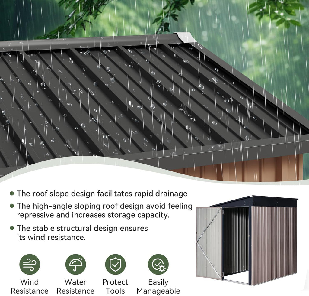 Aoxun 6.2x4 FT Shed Outdoor Storage Shed Metal Garden Shed Slooping Roof Tool Shed Bike Shed wourant