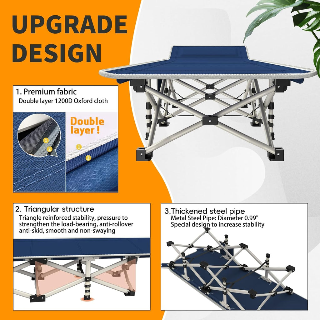2 Pack Camping Cot with Mattress Comfortable Cot Bed Folding Cot Heavy Duty Cots for Sleeping with Carry Bag for Adults Kids Guest Bed Outdoor Indoor Home wourant