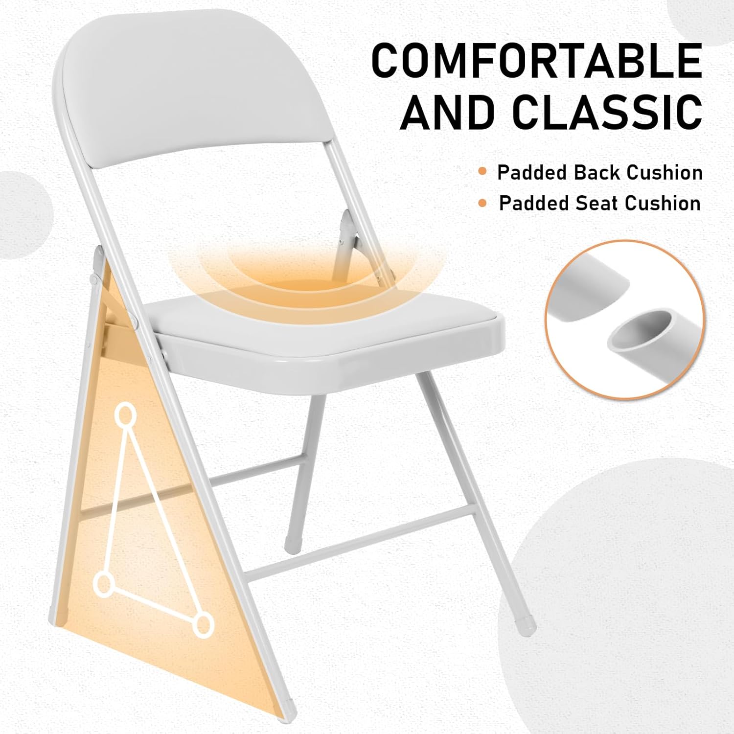 6 Pack Black Folding Chairs with Leather Chairs for Indoor and Outdoor Events Office Wedding Party Upholstered Chairs wourant