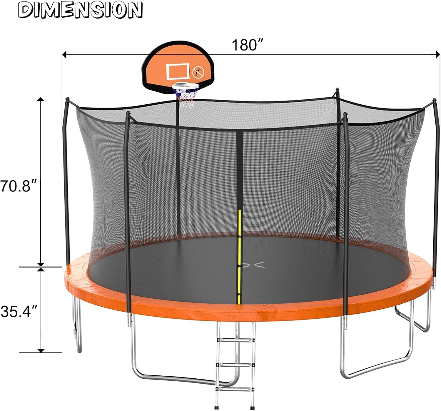 AOTOB 8FT 10FT 12FT 14 FT 15FT Trampoline with Safety Enclosure Net，Outdoor Trampoline with Basketball Hoop, Heavy Duty Jumping Mat and Spring Cover Padding for Kids and Adults, Storage Bag and Ladder wourant