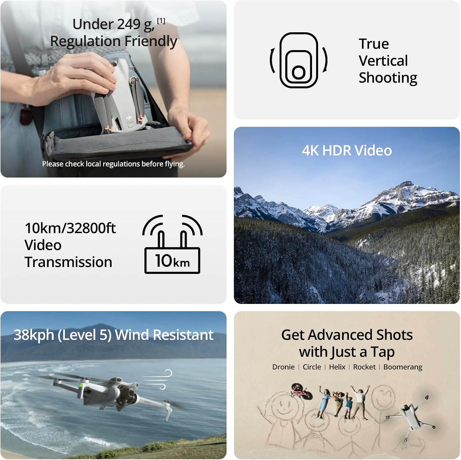 DJI Mini 3, Drones with Camera for Adults 4K, 38-min Flight Time, up to 32800ft (10km) Video Transmission, True Vertical Shooting, GPS Auto Return Integrated, Mini Drone with Camera for Beginners wourant