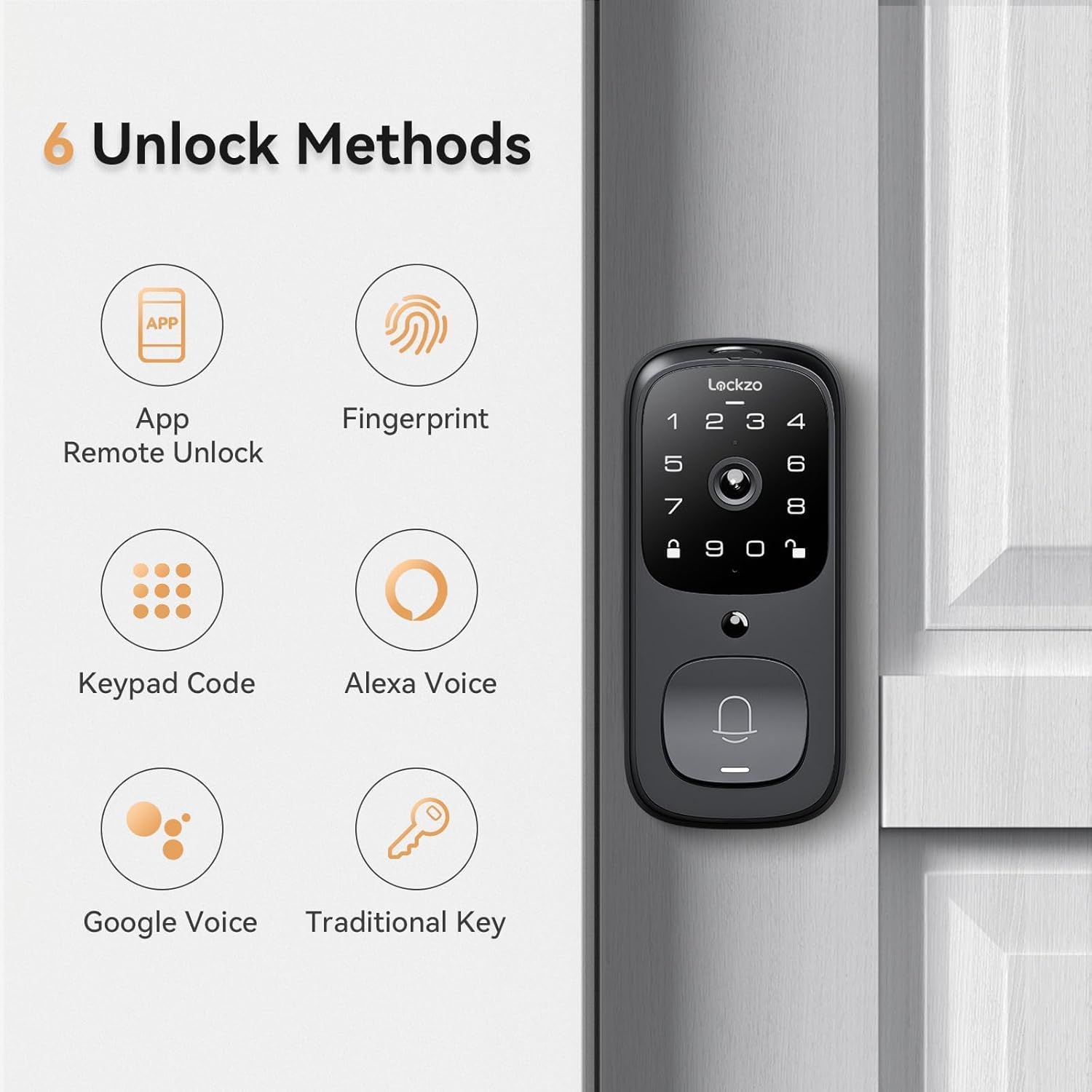 Video Smart Lock with Doorbell Keyless Entry Door Lock Built-in WiFi Camera Front Door Deadbolt Lock wourant