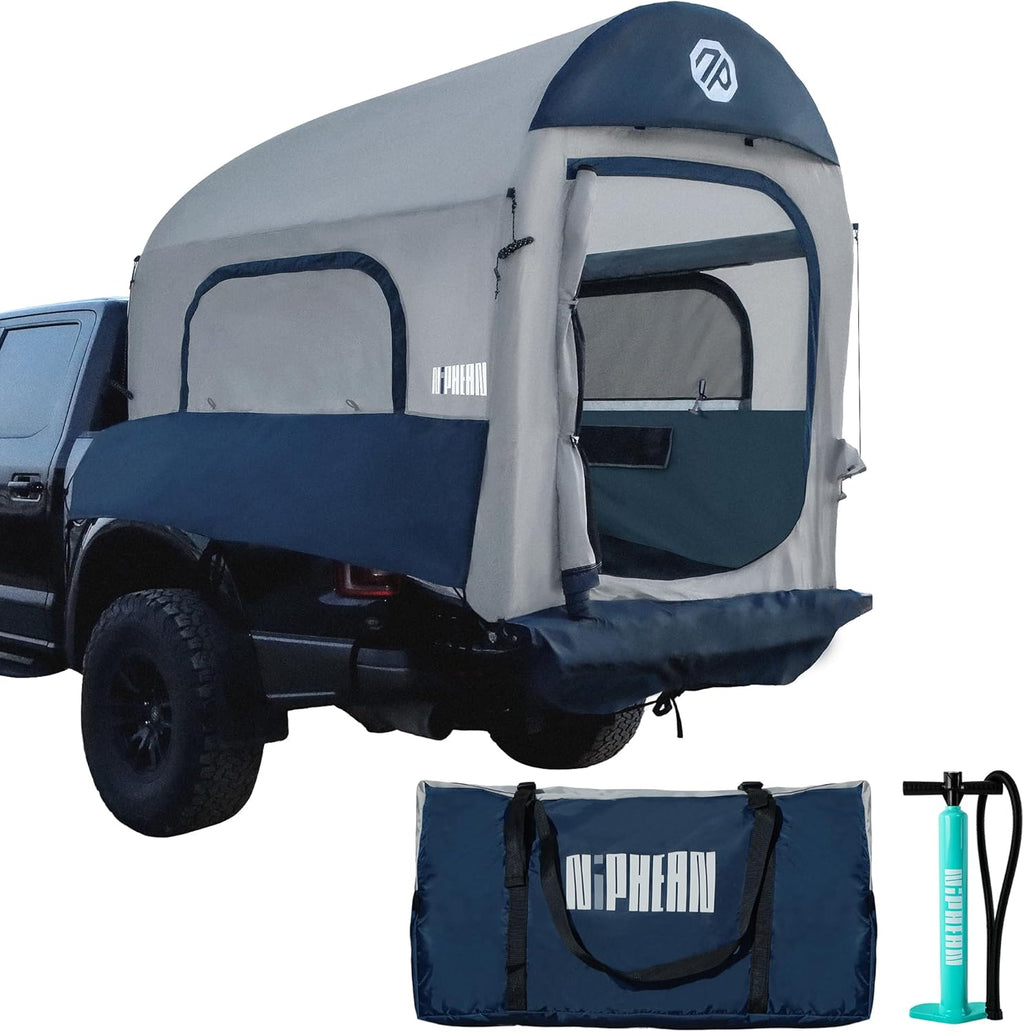 Niphean Truck Bed Tent 5.5ft-8ft for 2+1 People/Family, 2 Mins Fast Setup Inflatable Pickup Truck Tent, PU 3000mm Waterproof & High-Strength Windproof, Spacious Interior for Multi-Landscape wourant