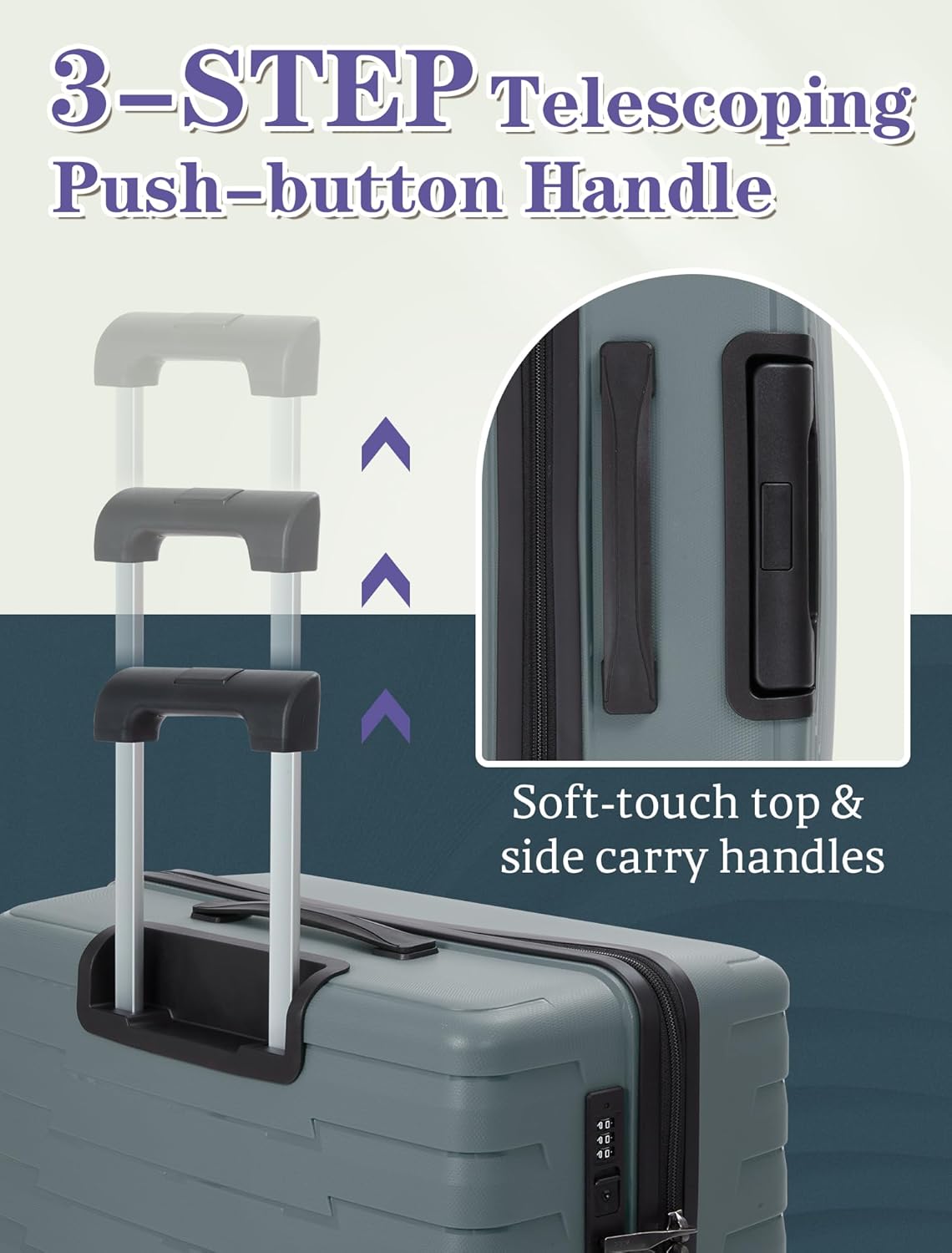 5-piece luggage set with wheels, ABS hardshell suitcase with spinner wheels wourant
