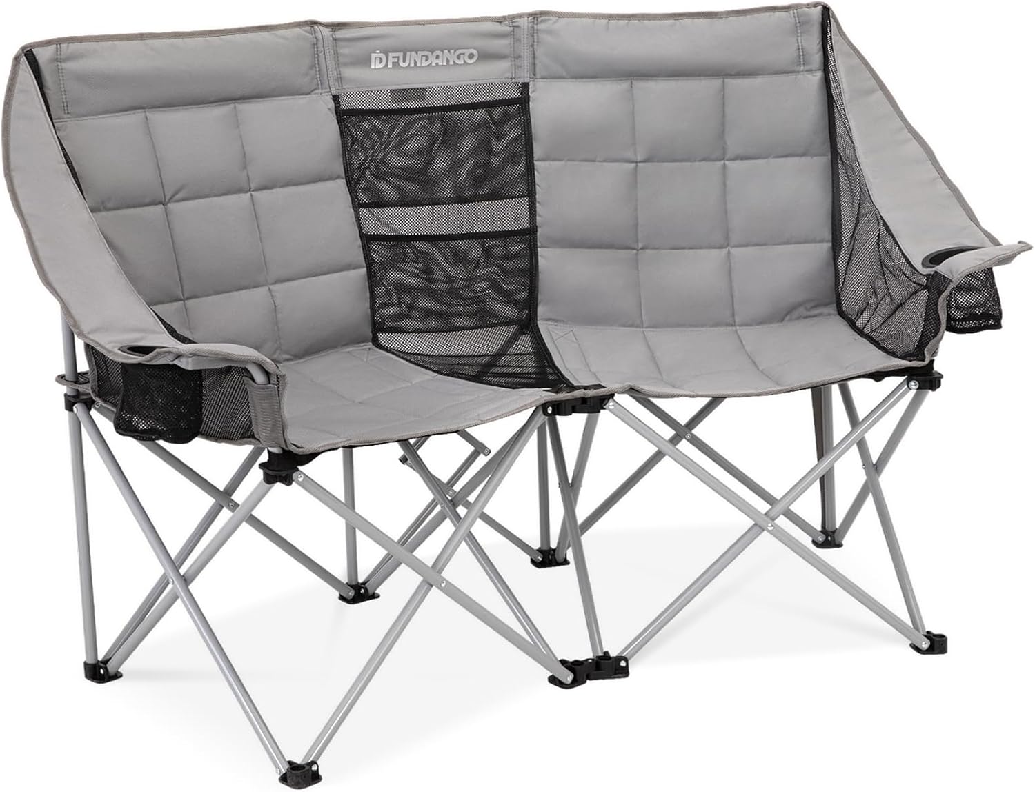 Double Camping Chair with Cooler 3-Person Folding Extra Large Camping Chair with 1000-Pound Load Capacity wourant