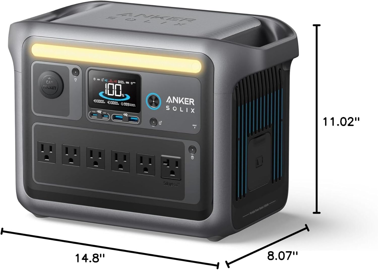 Portable Power Station, 1800W (2400W Peak) Solar Generator, 58 Minutes to Fully Charge, 1056wh LiFePO4 Battery, wourant