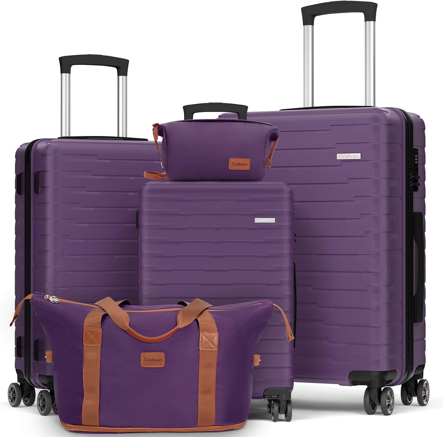 5-piece luggage set with wheels, ABS hardshell suitcase with spinner wheels wourant