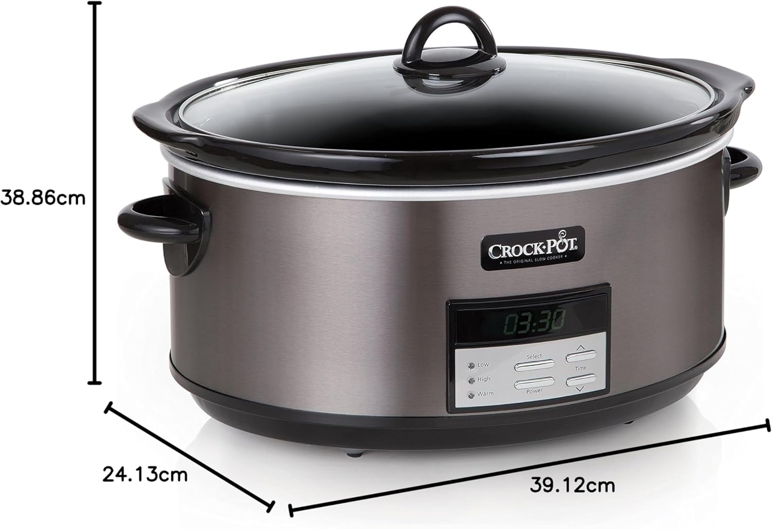 Large 8-Quart Programmable Slow Cooker with Auto Warm Setting Black Stainless Steel wourant