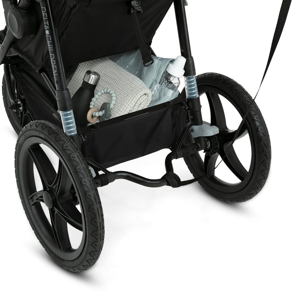 Delta Children Apollo Jogging Stroller Shock Absorbing Frame with Large Canopy Recline wourant