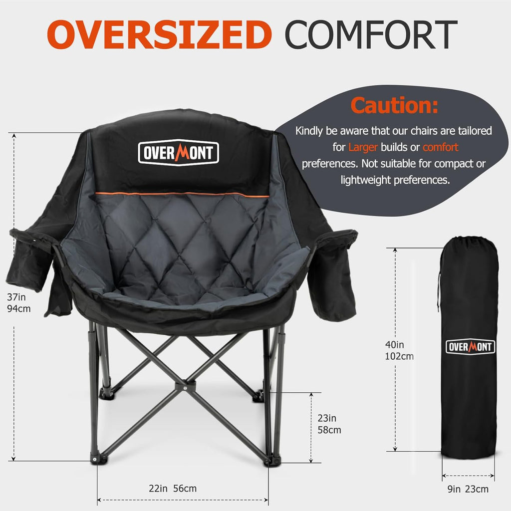 Extra Large Double Camping Chair - 2 Person Comfortable Sofa Chair Adult Loveseat - Heavy Duty Lawn Chair wourant