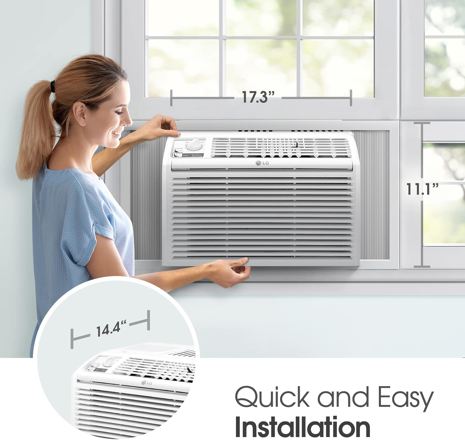 LG 5000 BTU Window Air Conditioners [2023 New] Easy Mechanical Control Ultra-Quiet Compact-size Cools Washable Filter 150 Sq.Ft. for Small Room AC Unit air conditioner Easy Installation wourant