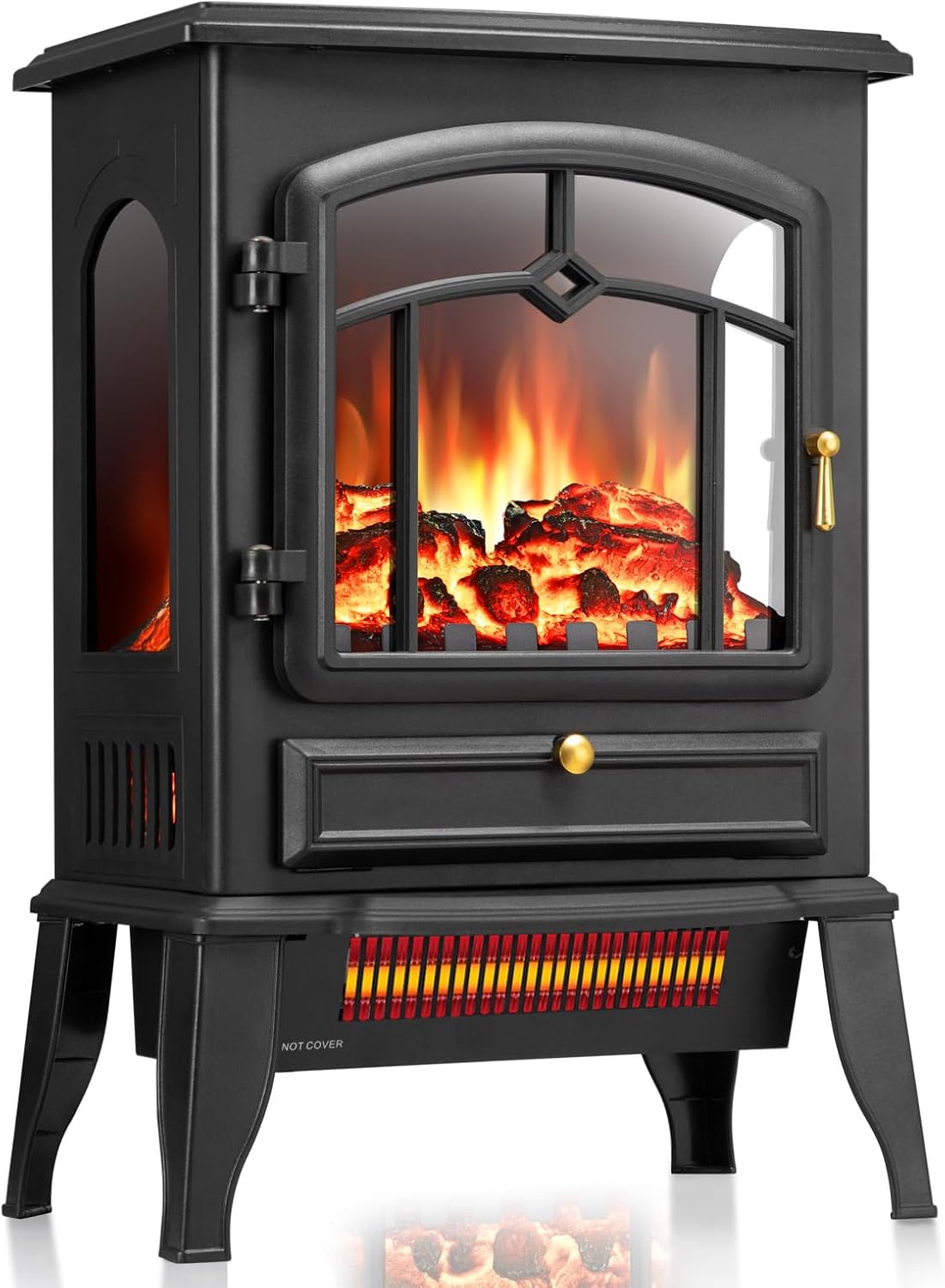 ZAFRO Freestanding Electric Fireplace Stove with Realistic Flame, 5100 BTU Electric Fireplace Heater wourant