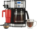 Hamilton Beach 2-Way Programmable Coffee Maker, 12 Cup Glass Carafe And Single Serve Coffee Maker, Black with Stainless Steel Accents, 49980RG woonhhop