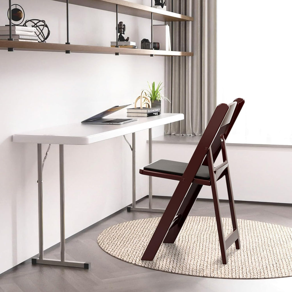 VINGLI Resin Folding Chair with Cushion Foldable Plastic Chair with Comfortable Cushioned Seat wourant