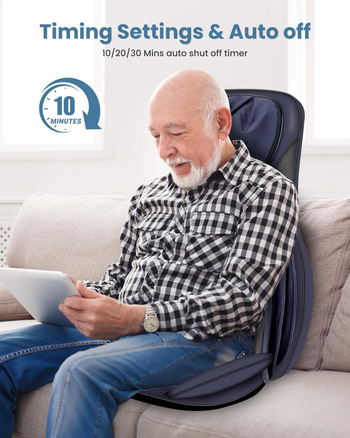 COMFIER Massager Chair with Heat Shiatsu Neck Back Massager Portable with Compress & Rolling Massage Chair Pad for Full Back Neck & Shoulders Full Body Pain wourant