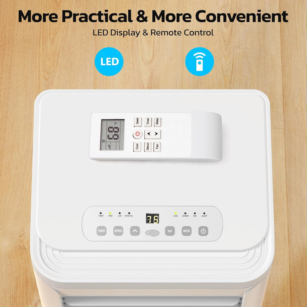 ZAFRO 8,000 BTU Portable Air Conditioners, 4 Modes Portable AC Unit with Fast Cooling/Energy Efficient/Remote/24Hrs Timer for Bedroom/Dorms/Indoor Rooms, White wourant