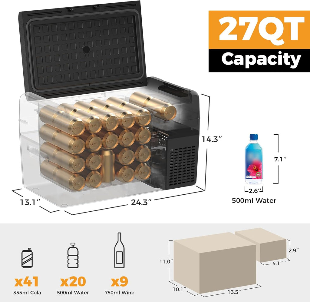 12V Refrigerator 21 Quart Portable Freezer 50 Hours Keep Cool,Electric Cooler for Vehicles Car Refrigerator 12V Portable Fridge for Car Camping Truck Van RV SUV Road Trip Travel RF20 wourant