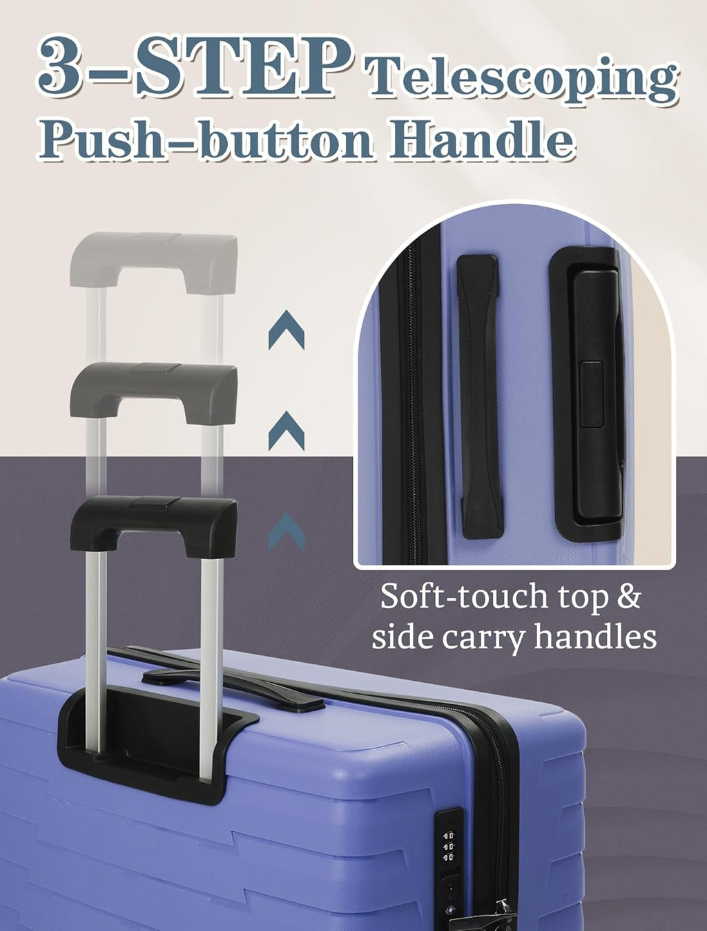 5-piece luggage set with wheels, ABS hardshell suitcase with spinner wheels wourant
