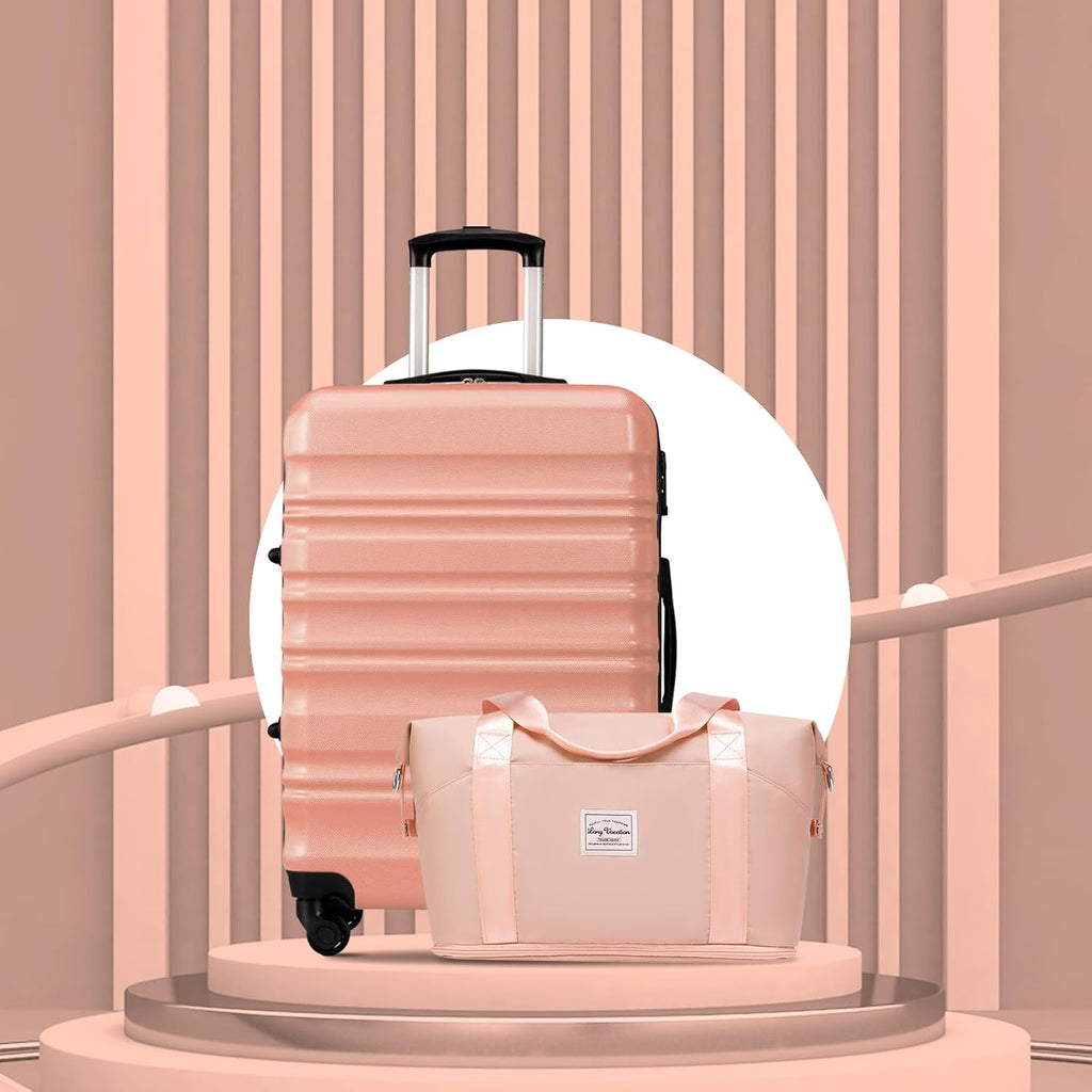 LONG VACATION 6 Piece Luggage Set Carry on Suitcase with ABS+PC hardshell, Spinner Wheels & YKK Zipper TSA Lock wourant