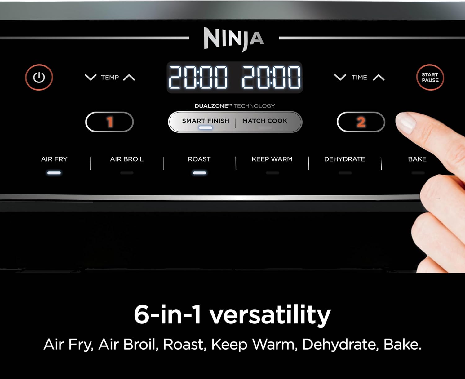Ninja Foodi 10QT 6-in-1 DualZone Smart XL Air Fryer, 2 Independent 5QT Baskets, Smart Cook Thermometer, Match Cook, Smart Finish, Air Fry, Roast, Bake, Dehydrate, Reheat, Grey, DZ550 wourant