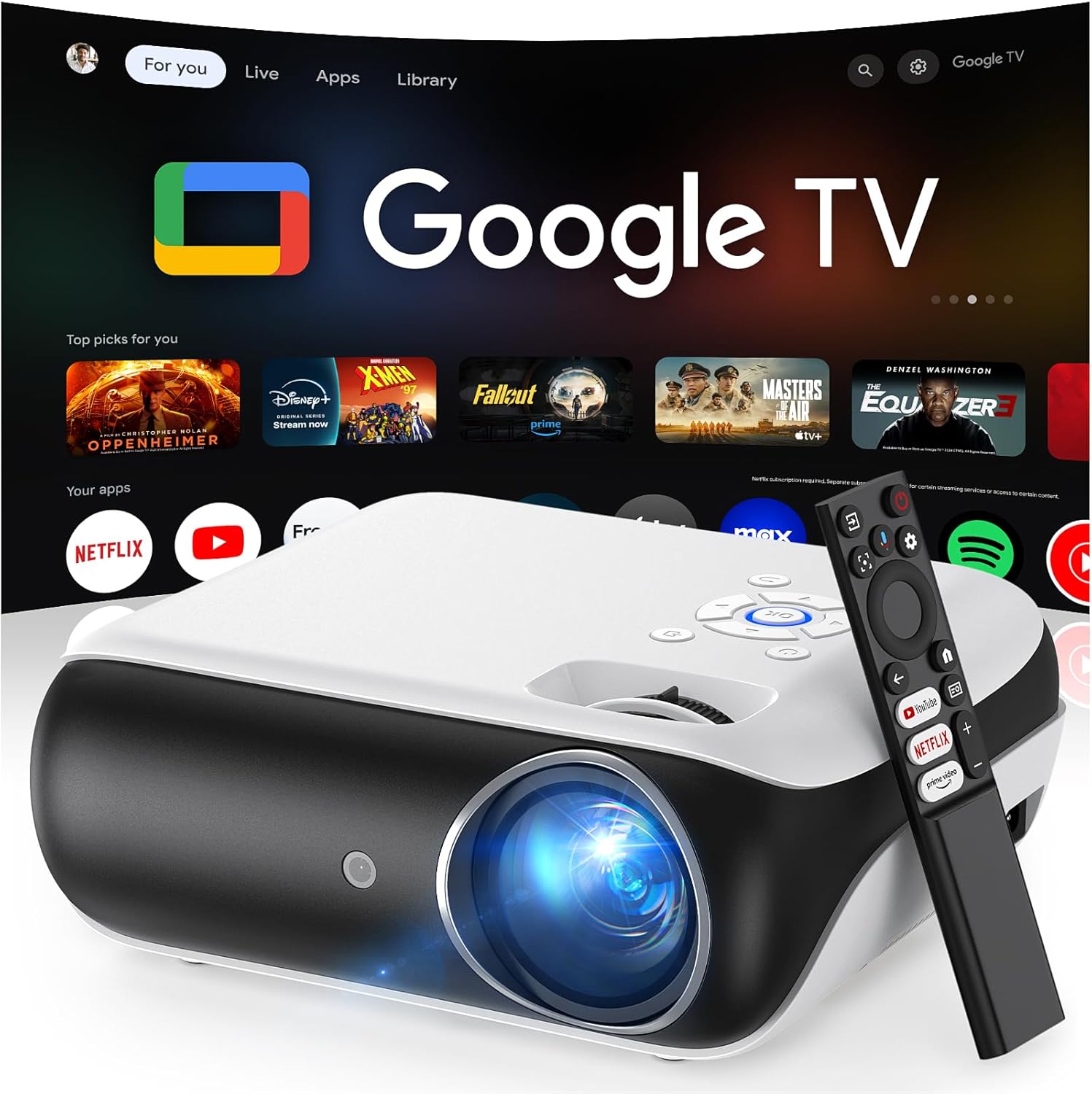 Official Licensed Google TV Smart Projector, HAPPRUN 4K UHD Home Theater wourant