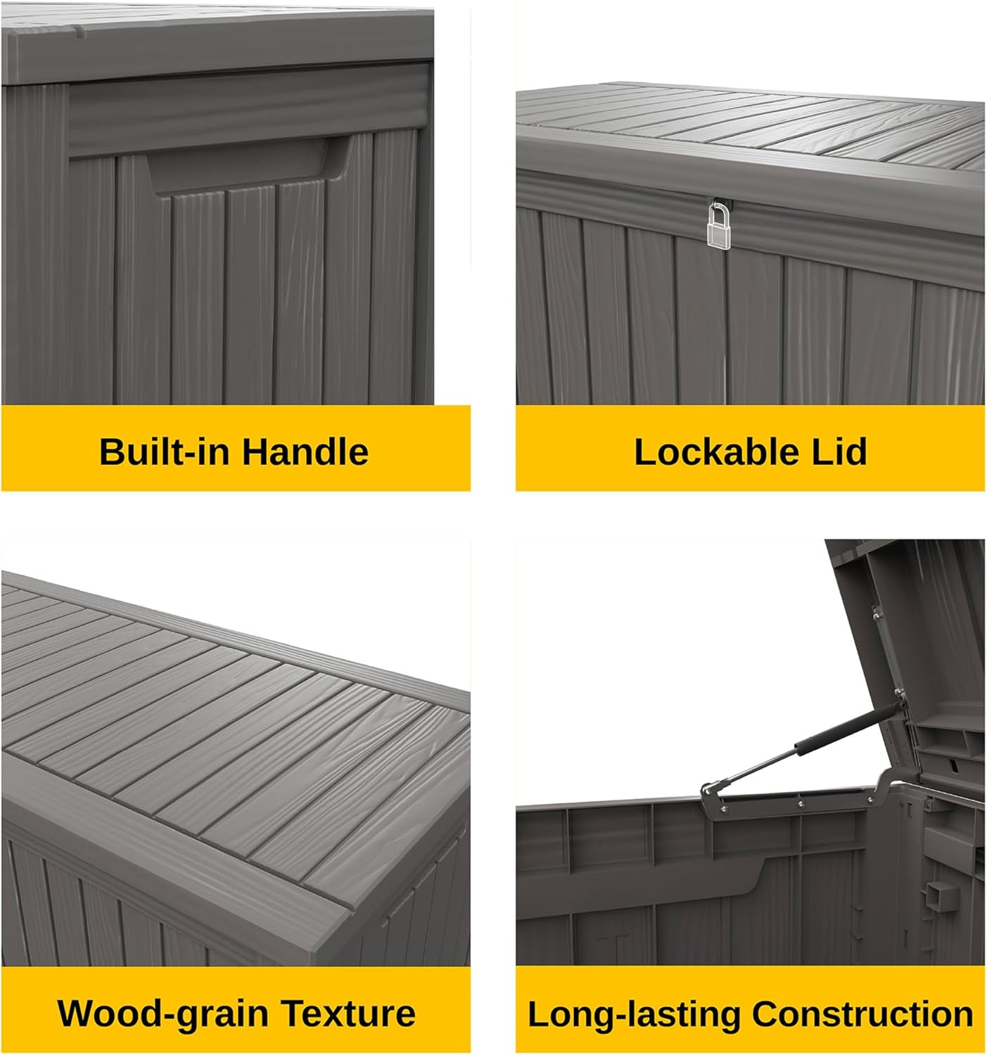 EAST OAK Outdoor Storage Box, 60 Gallon Deck Box Indoor and Outdoor Use, Waterproof Resin Storage Bin wourant