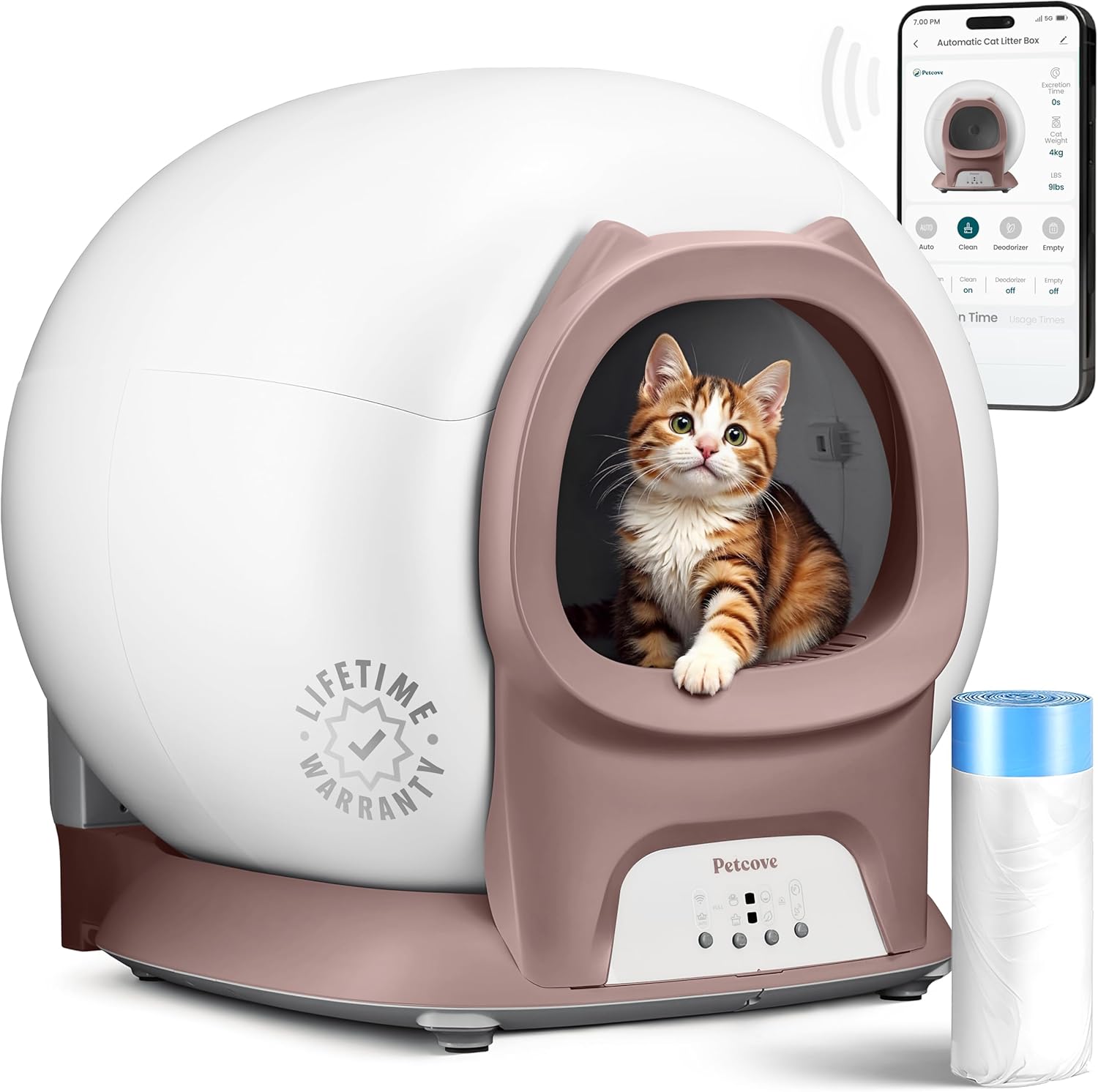 Self Cleaning Litter Box with Auto Safety Sensors for Multiple Cats - Automatic Cat Litter Box Self-Cleaning - Covered Odor Removal with APP Control - Compatible On All WiFi wourant