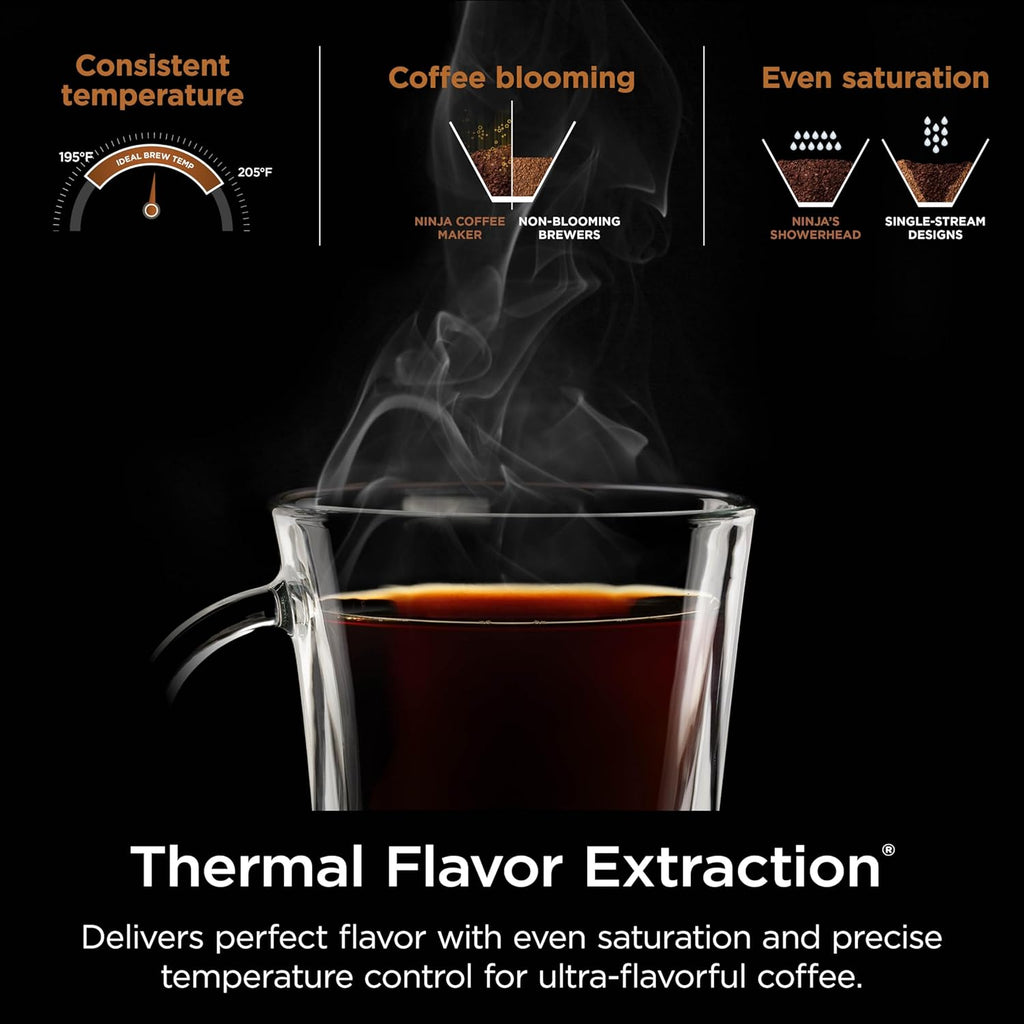 Ninja Hot & Iced XL Coffee Maker with Rapid Cold Brew, 4 Brew Styles, 8 Sizes Small Cup to Travel Mug, Single-Serve Coffee Brewer, 12-Cup Carafe, Permanent Filter, Removable Reservoir, Black, CM371 wourant