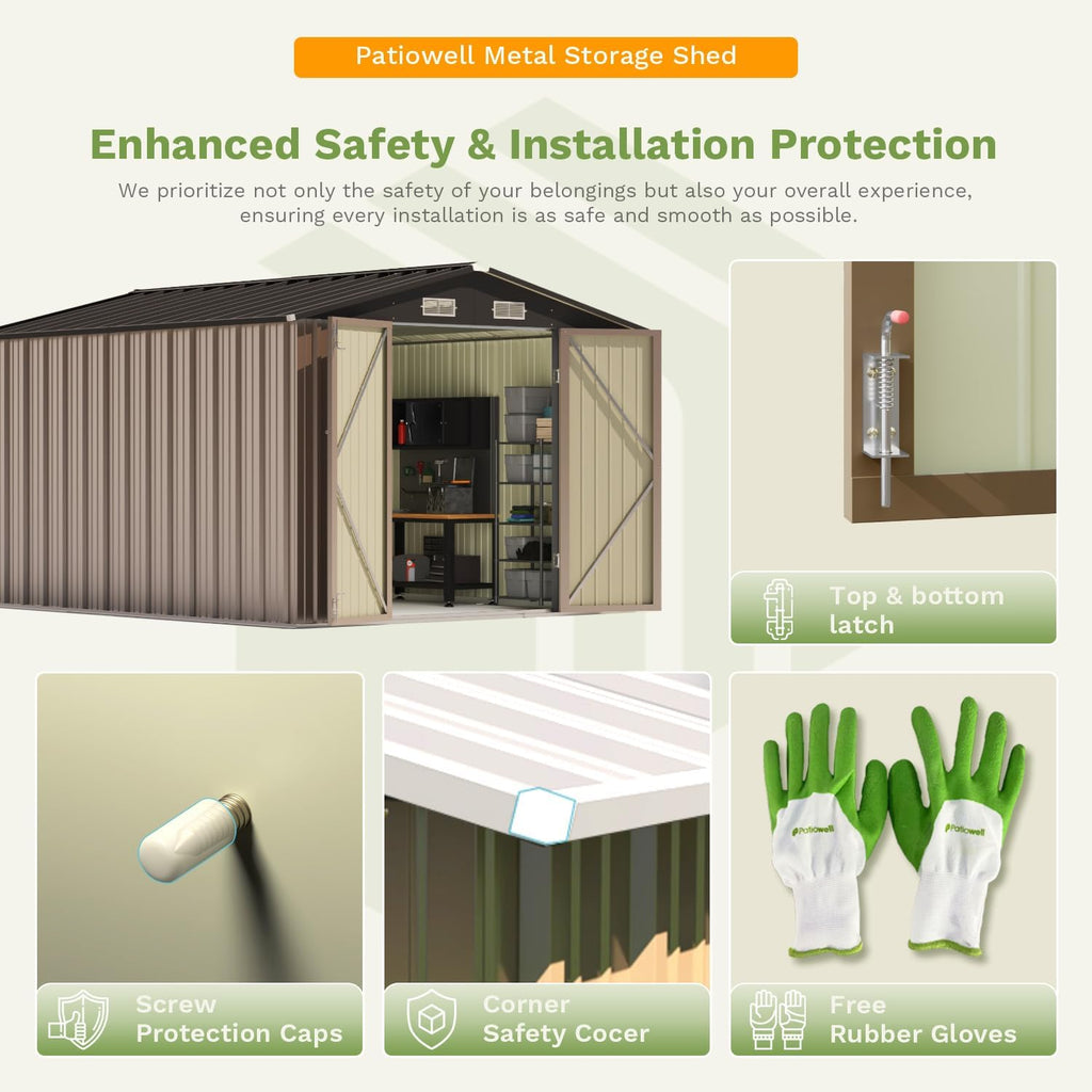 Patiowell 5x3 FT Outdoor Storage Shed Tool Shed with Sloping Roof and Lockable Door Metal Shed wourant