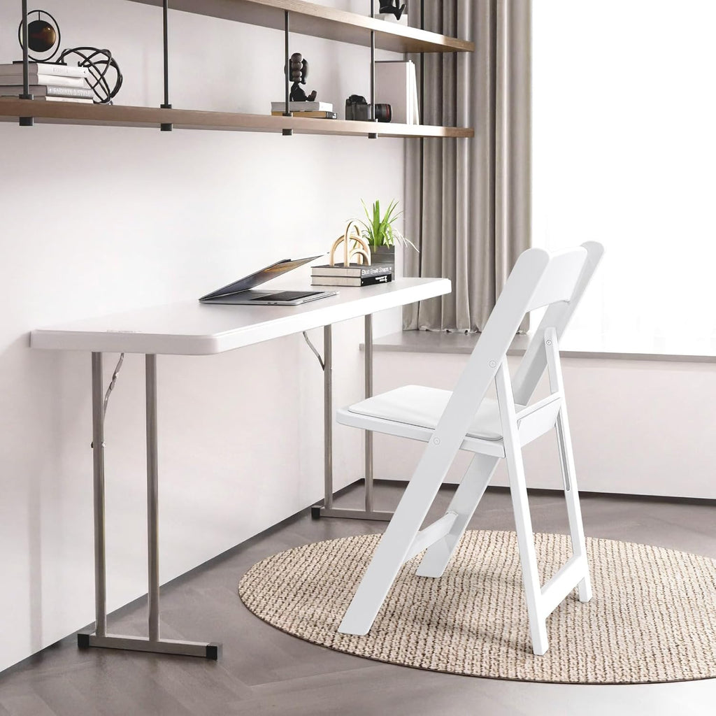 VINGLI Resin Folding Chair with Cushion Foldable Plastic Chair with Comfortable Cushioned Seat wourant