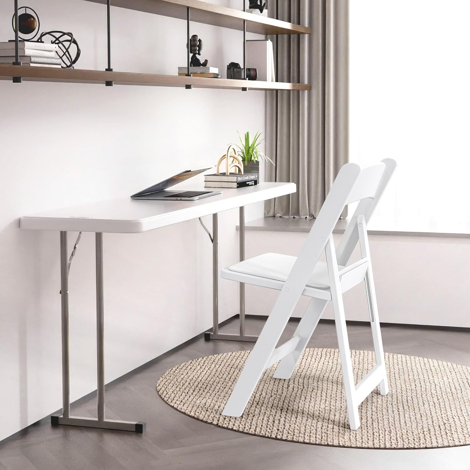 VINGLI Resin Folding Chair with Cushion Foldable Plastic Chair with Comfortable Cushioned Seat wourant
