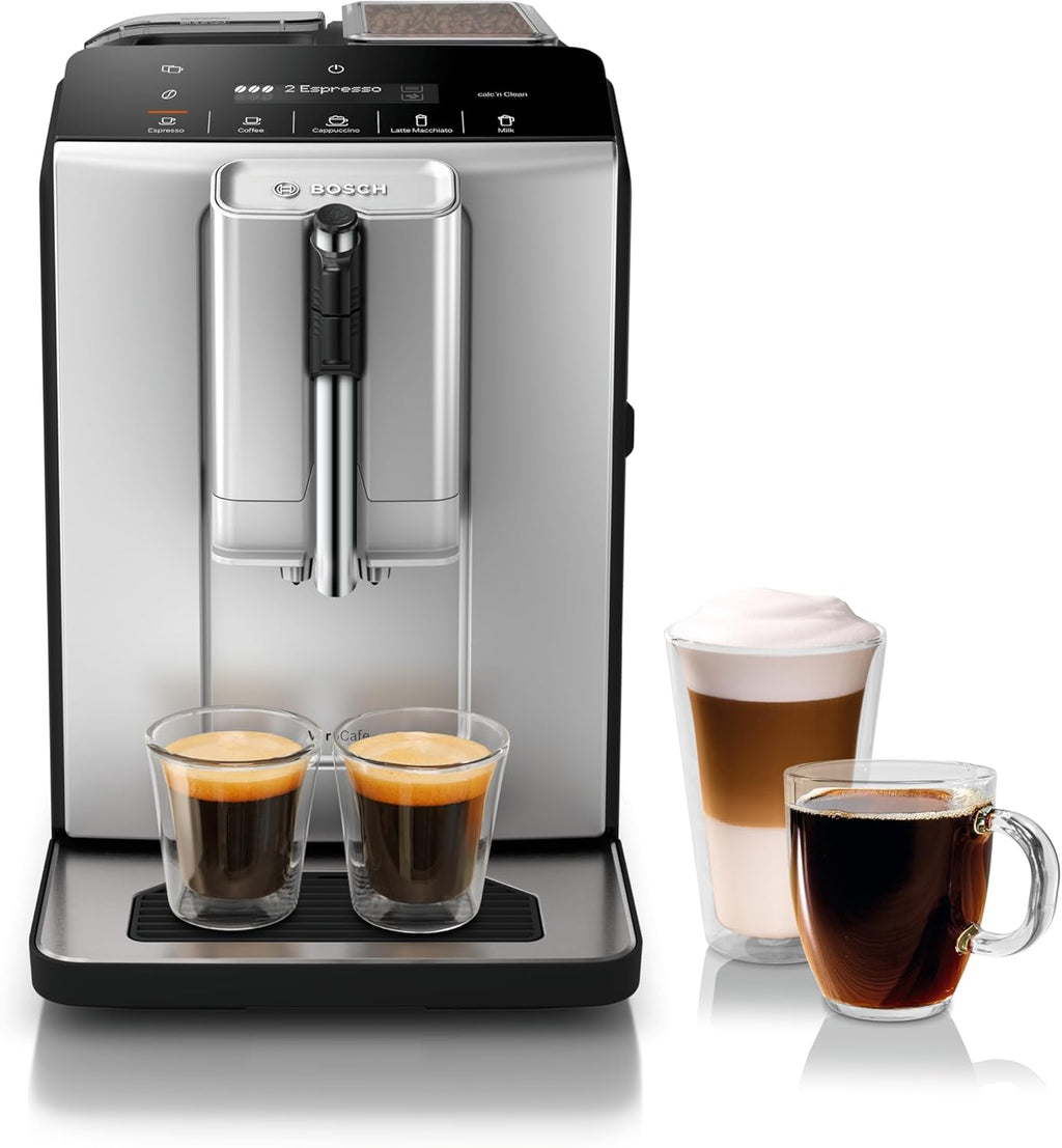 Bosch Fully Automatic Coffee and Espresso Machine - One-Touch Drinks, Barista Style, Double Cup Super Coffee Maker - Large Bean Capacity - Easy Clean, Maintenance - Black - TIU20307 woonhhop