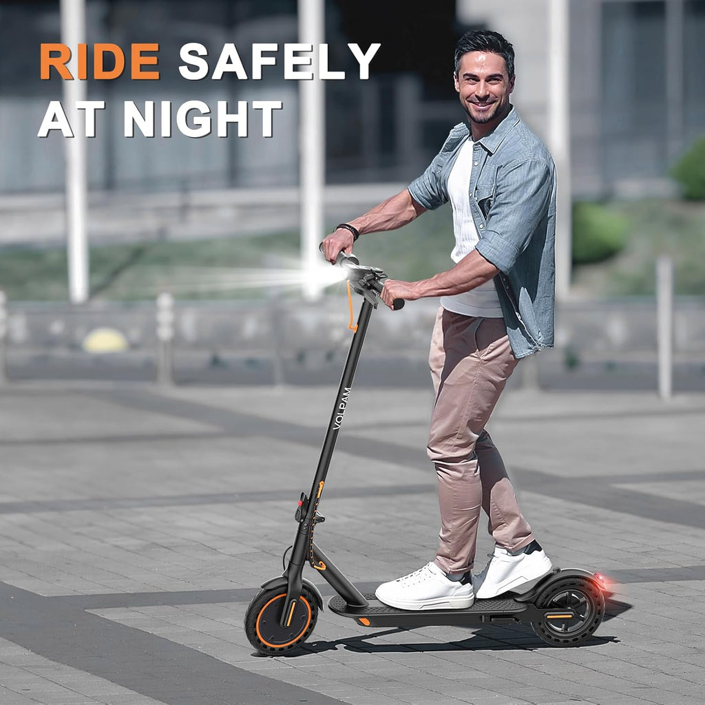Electric Scooter, 350W/500W Powerful Motor, 8.5"/10" Solid Tires, 19/22Mph, 28/21/12 Miles Range,Dual Braking wourant